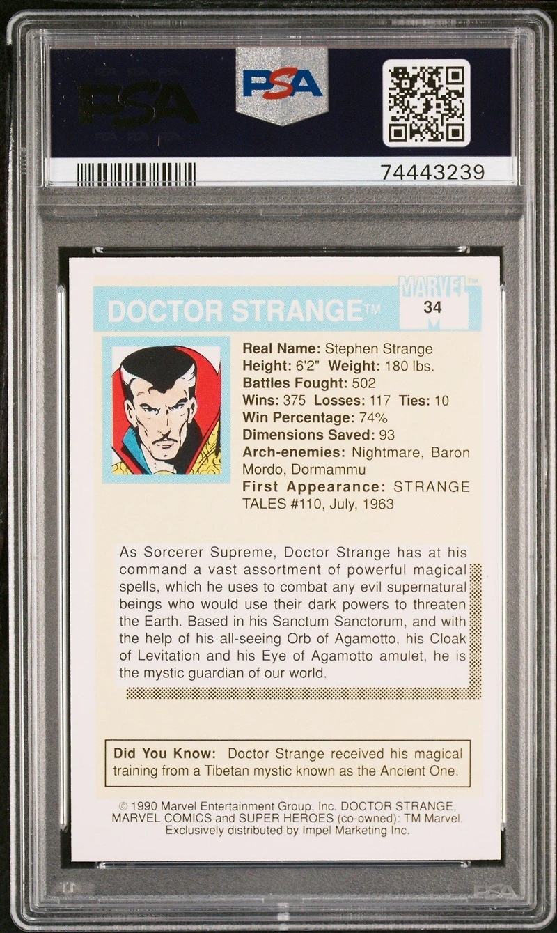 1990 Marvel Universe 34 Doctor Strange PSA 10