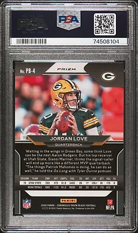 2020 Panini Chronicles Prizm Black Pb4 Jordan Love Silver PSA