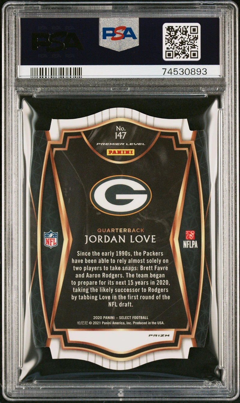 2020 Panini Select 147 Jordan Love Die-cut Purple Prizm PSA 10