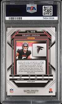 2022 Panini Prizm 308 Drake London Green Prizm PSA 10