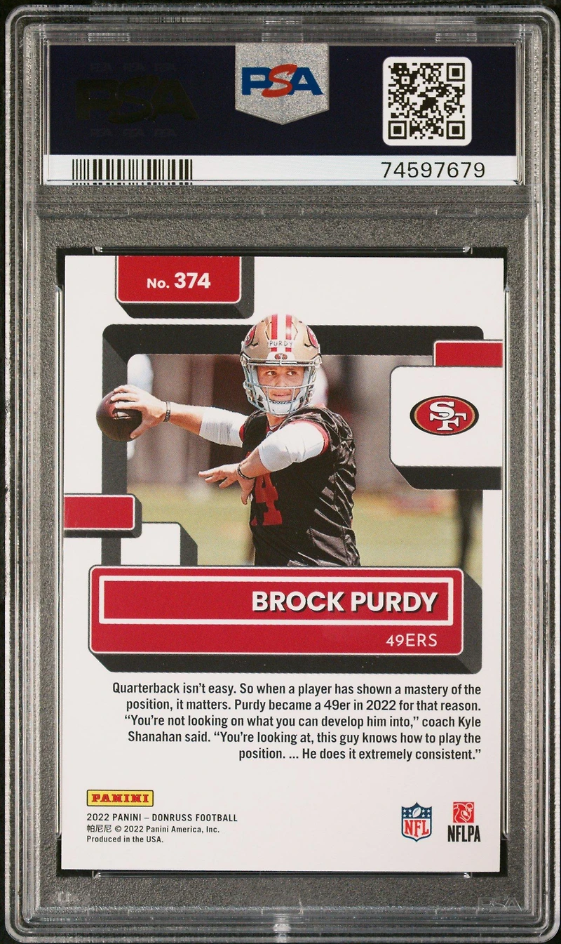 2022 Panini Donruss 374 Brock Purdy PSA