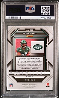 2022 Panini Prizm 317 Breece Hall Red Wave PSA 9