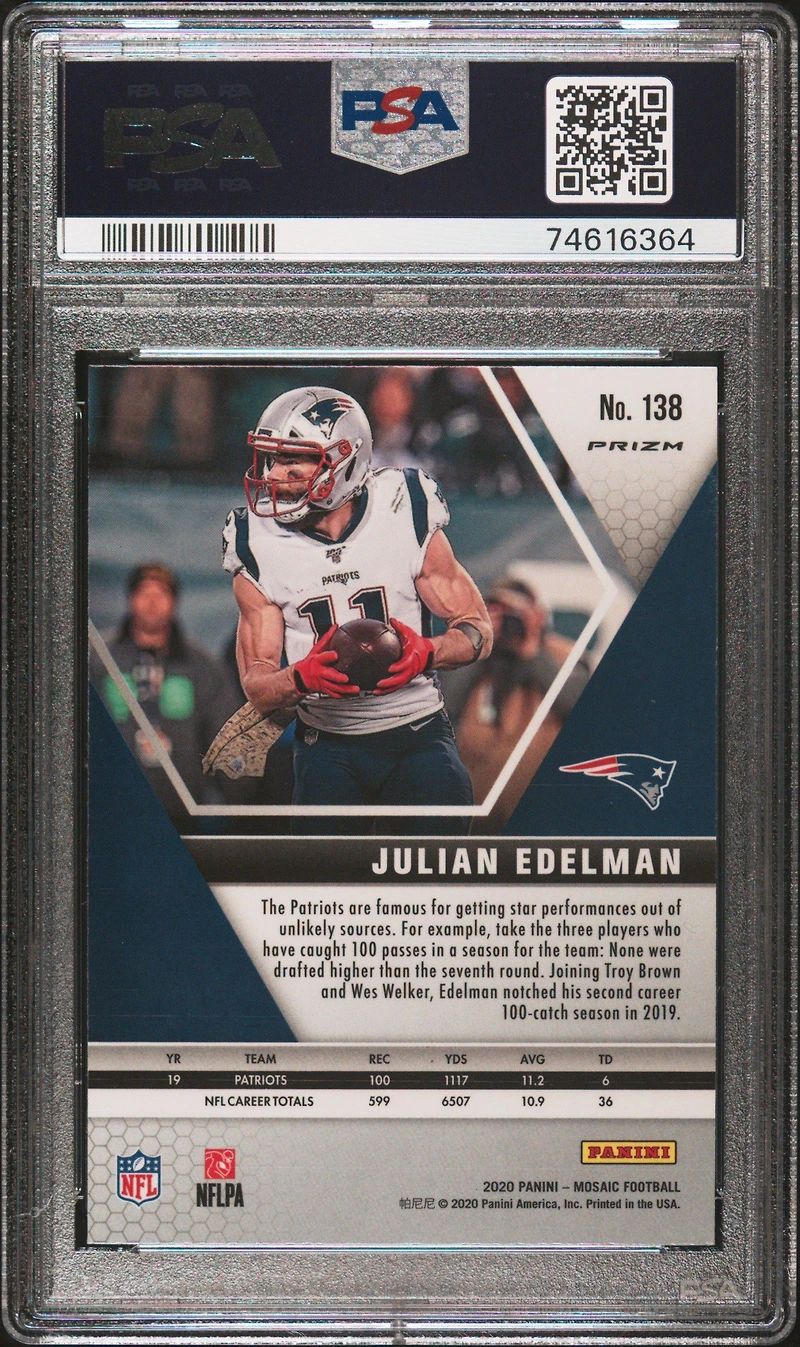 2020 Panini Mosaic 138 Julian Edelman Genesis PSA 9
