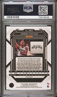 2022 Panini Prizm 263 Jeremy Sochan Red Ice PSA 10