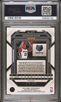 2022 Panini Prizm 217 Desmond Bane Blue Prizm PSA 10