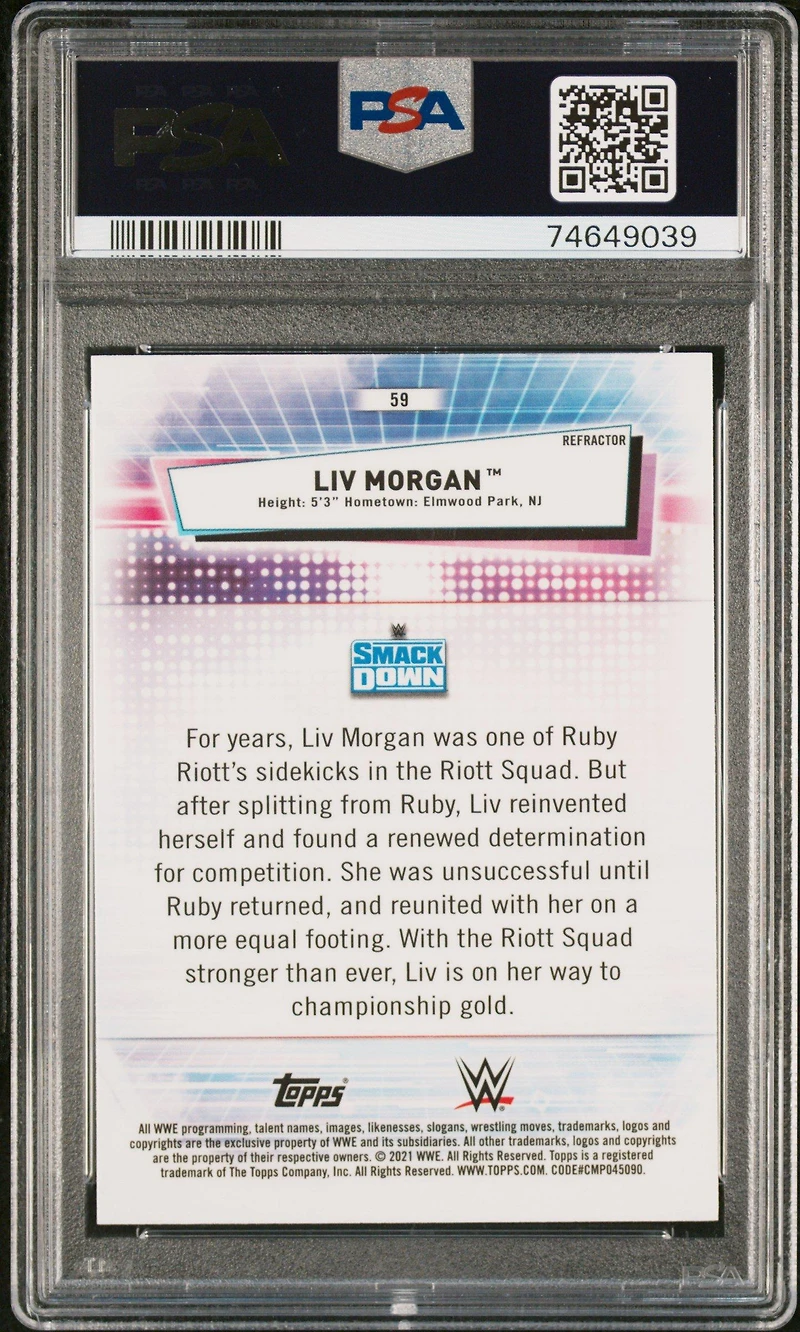 2021 Topps Chrome Wwe 59 Liv Morgan Refractor PSA 10