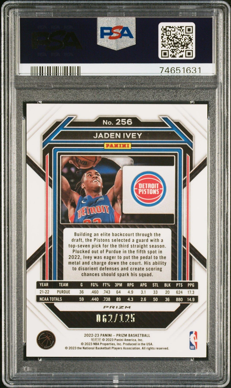 2022 Panini Prizm 256 Jaden Ivey PSA