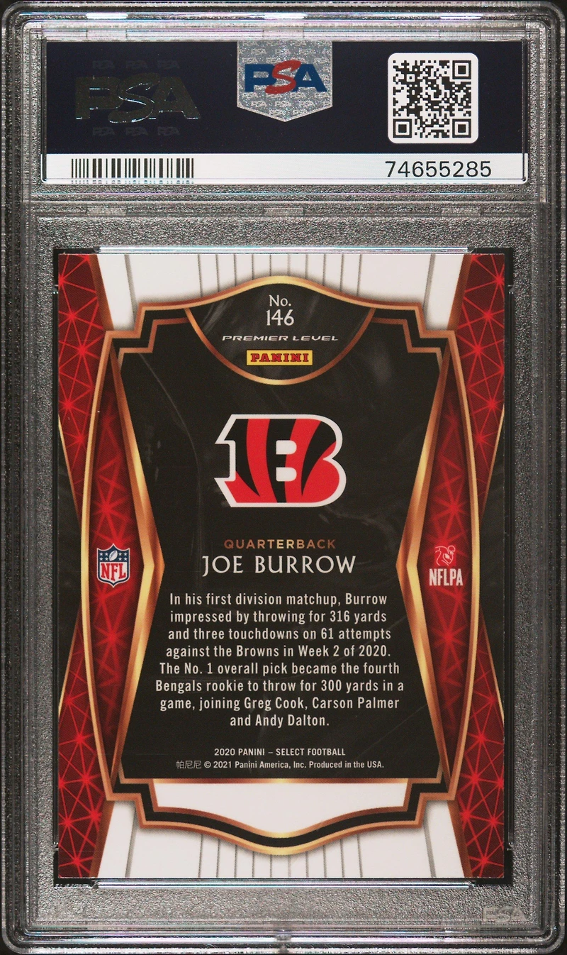 2020 Panini Select 146 Joe Burrow PSA 10