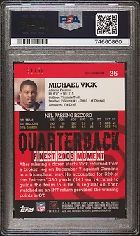 2004 Finest 25 Michael Vick Gold Refractor PSA 9