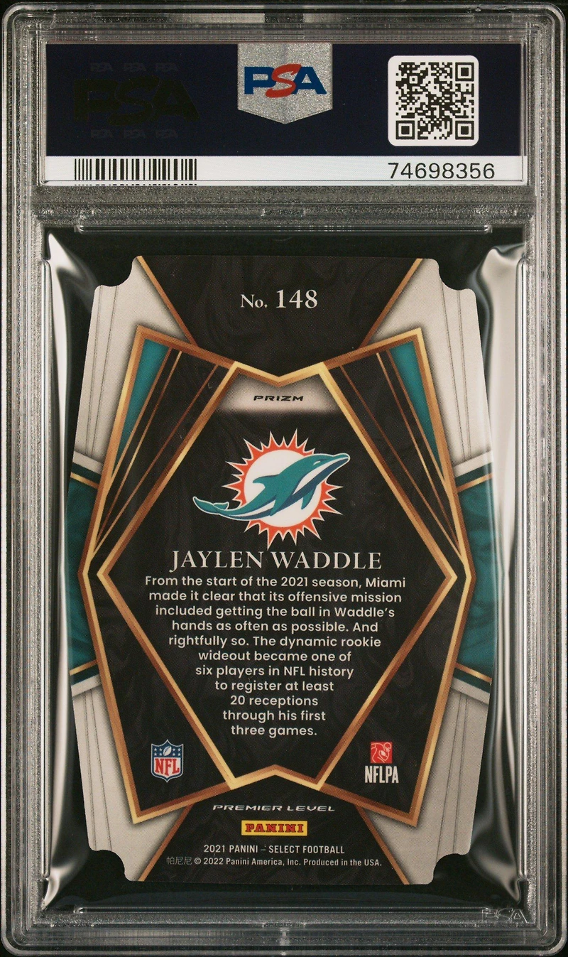 2021 Panini Select 148 Jaylen Waddle Die-cut Red/blue Prizm PSA 9
