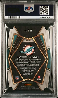 2021 Panini Select 148 Jaylen Waddle Die-cut Red/blue Prizm PSA 9