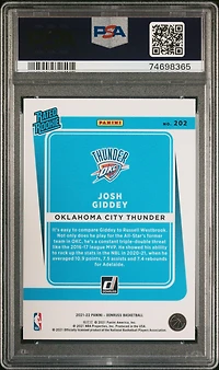 2021 Panini Donruss 202 Josh Giddey Yellow Flood PSA 9