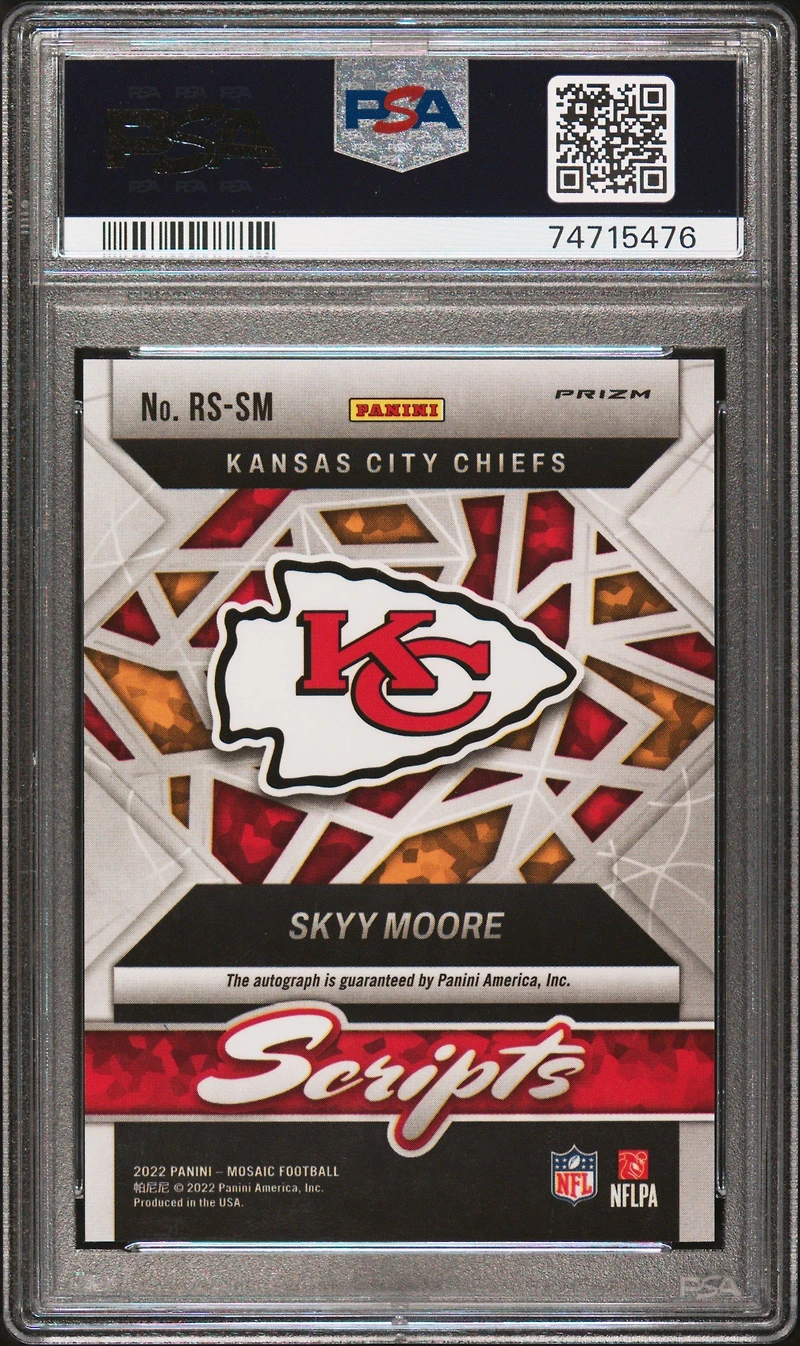 2022 Panini Mosaic Rookie Scripts Rssm Skyy Moore PSA 10