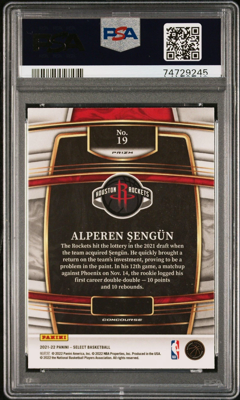 2021 Panini Select 19 Alperen Sengun Blue Prizm PSA 9