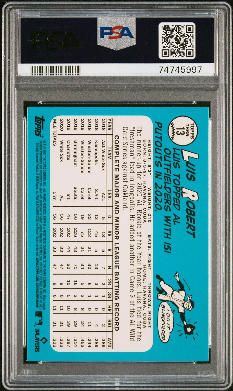 2021 Topps 1965 Topps Redux Chrome 13 Luis Robert PSA 10