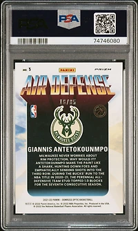 2021 Panini Donruss Optic Air Defense 3 Giannis Antetokounmpo Blue PSA 10