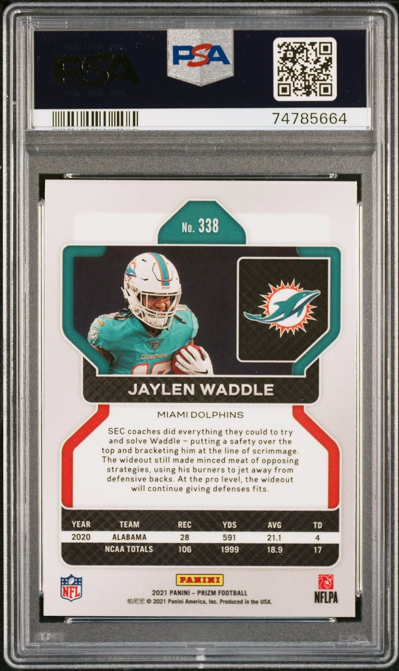 2021 Panini Prizm 338 Jaylen Waddle PSA 10