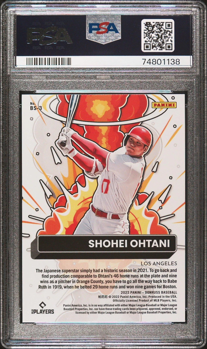 2022 Panini Donruss Bomb Squad Bs3 Shohei Ohtani Rapture PSA 9