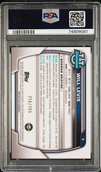 2022 Bowman University Chrome Prospects 5 Will Levis Aqua Wave Refractor PSA 8