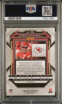2022 Panini Prizm 139 Patrick Mahomes Ii Green Prizm PSA 9