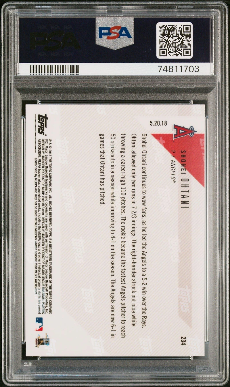 2018 Topps Now Shohei Ohtani PSA 10