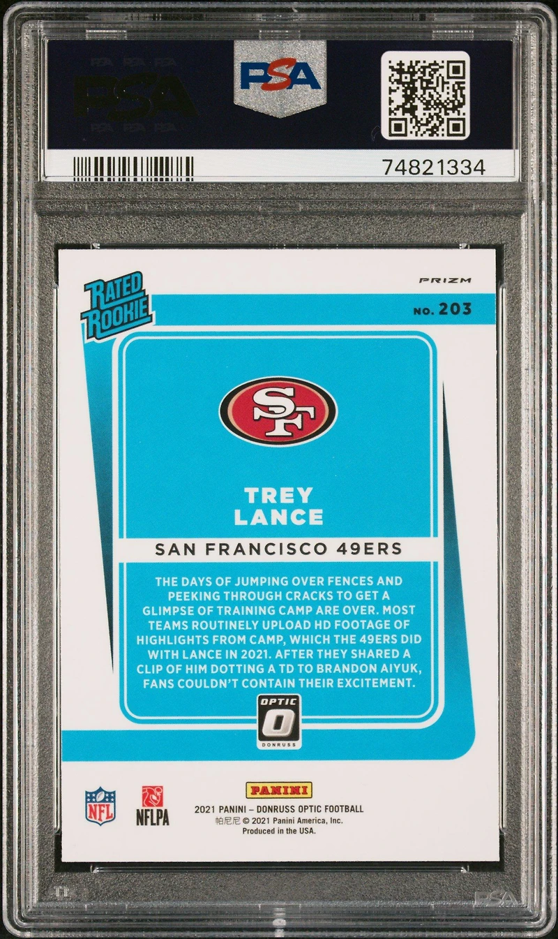 2021 Panini Donruss Optic 203 Trey Lance PSA 10