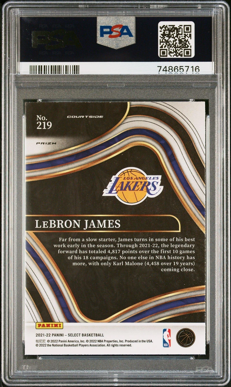 2021 Panini Select 219 Lebron James Blue Shimmer PSA 9