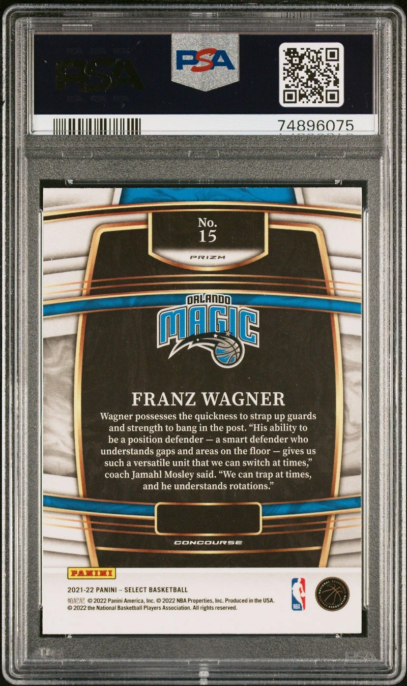 2021 Panini Select 15 Franz Wagner PSA 10