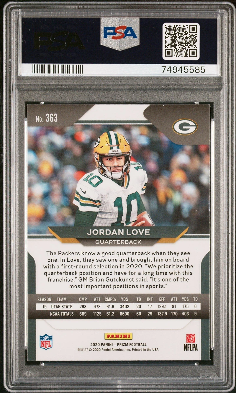 2020 Panini Prizm 363 Jordan Love PSA 10