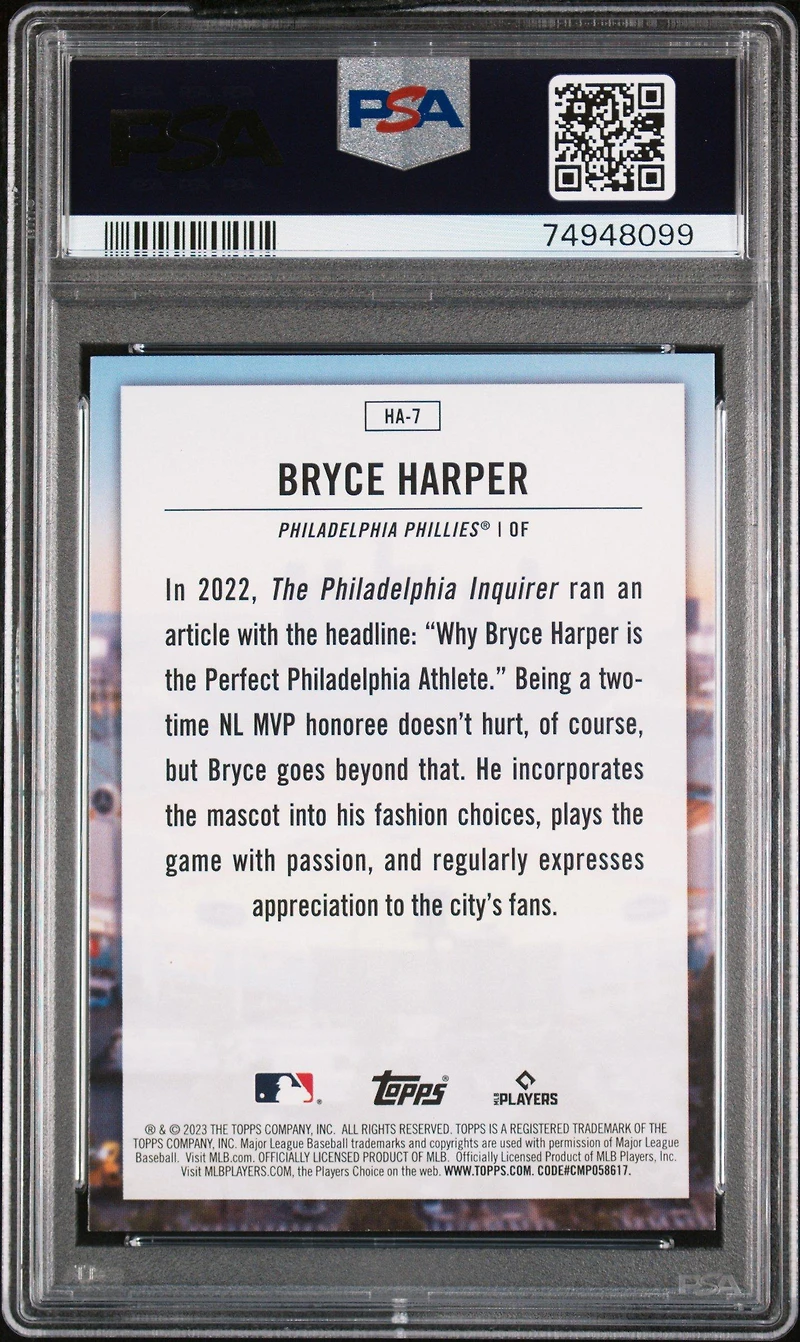 2023 Topps Home Field Advantage Ha7 Bryce Harper PSA 10