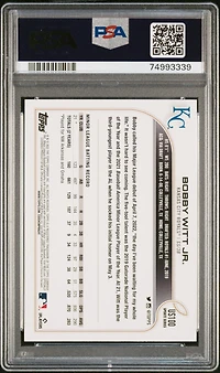 2022 Topps Update Us100 Bobby Witt Jr. PSA 10