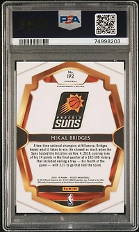 2018 Panini Select 192 Mikal Bridges Silver Prizm PSA 10