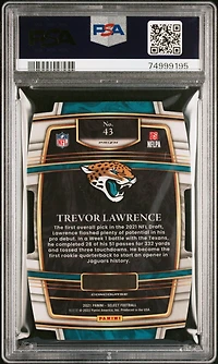 2021 Panini Select 43 Trevor Lawrence Die-cut Black/gold Prizm PSA 9
