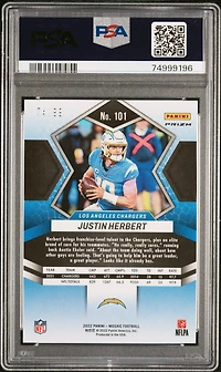 2022 Panini Mosaic 101 Justin Herbert Blue Mosaic PSA 9
