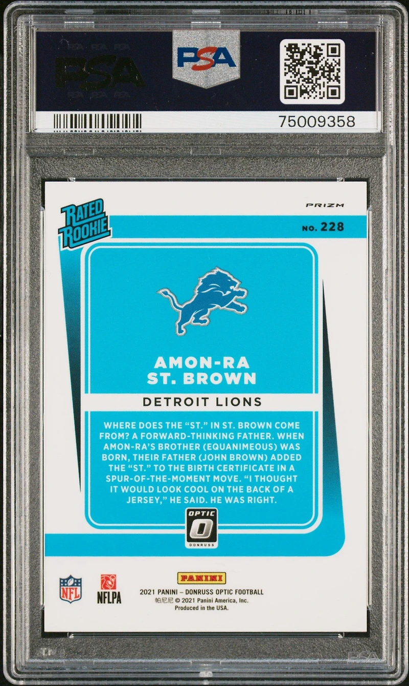 2021 Panini Donruss Optic 228 Amon-ra St. Brown Holo Variation PSA 10