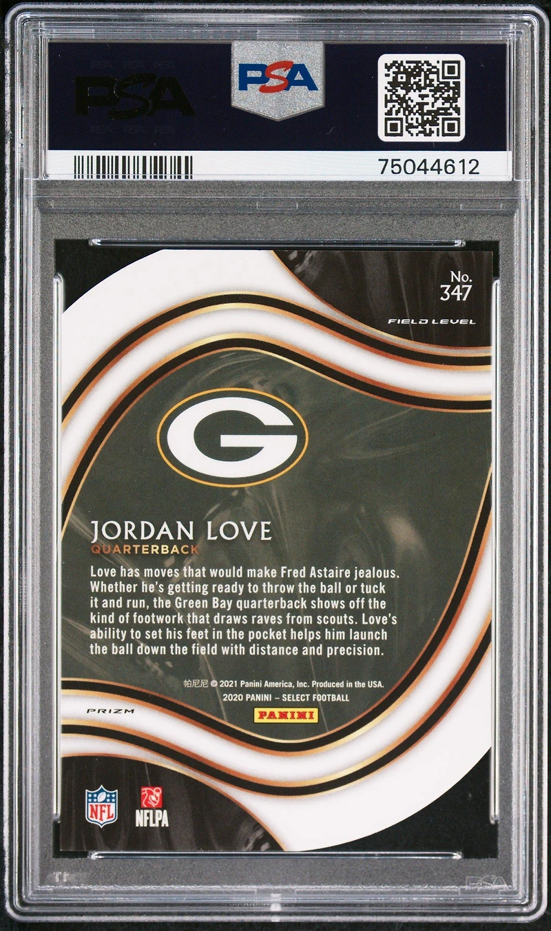 2020 Panini Select Jordan Love Die-cut White Prizm PSA 10