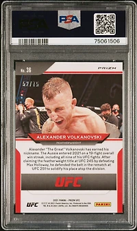 2021 Panini Prizm Ufc 36 Alexander Volkanovski Neon Green Prizm PSA 9