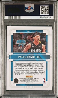 2022 Panini Contenders Rookie Of The Year Contenders 1 Paolo Banchero PSA 10
