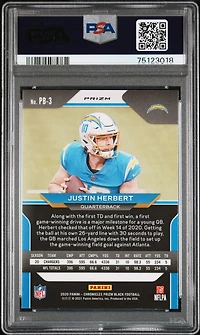 2020 Panini Chronicles Prizm Black Pb3 Justin Herbert Silver PSA
