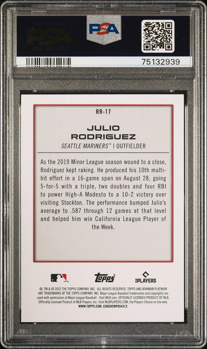 2022 Bowman Platinum Renowned Rookies Rr17 Julio Rodriguez PSA 10