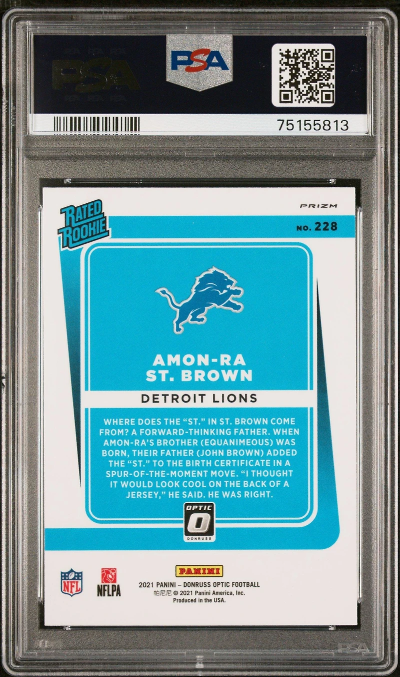 2021 Panini Donruss Optic 228 Amon-ra St. Brown Green Velocity PSA 9