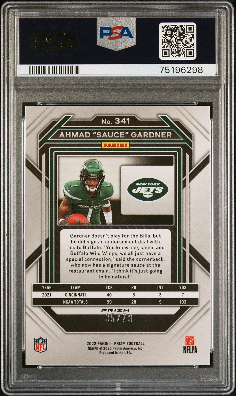 2022 Panini Prizm 341 Ahmad Gardner PSA