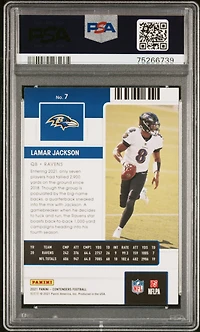 2021 Panini Contenders 7 Lamar Jackson Cracked Ice PSA 9