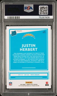 2020 Panini Donruss Optic 153 Justin Herbert Blue Hyper PSA 10