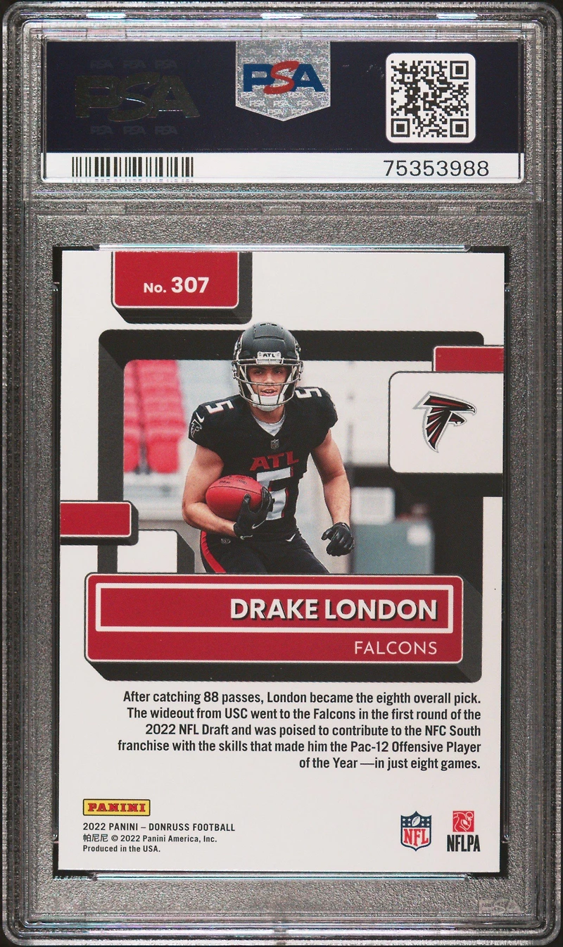 2022 Panini Donruss 307 Drake London PSA 9