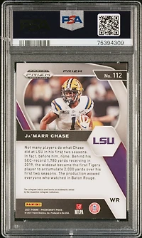 2021 Panini Prizm Draft Picks 112 Ja'marr Chase Purple Wave PSA 9