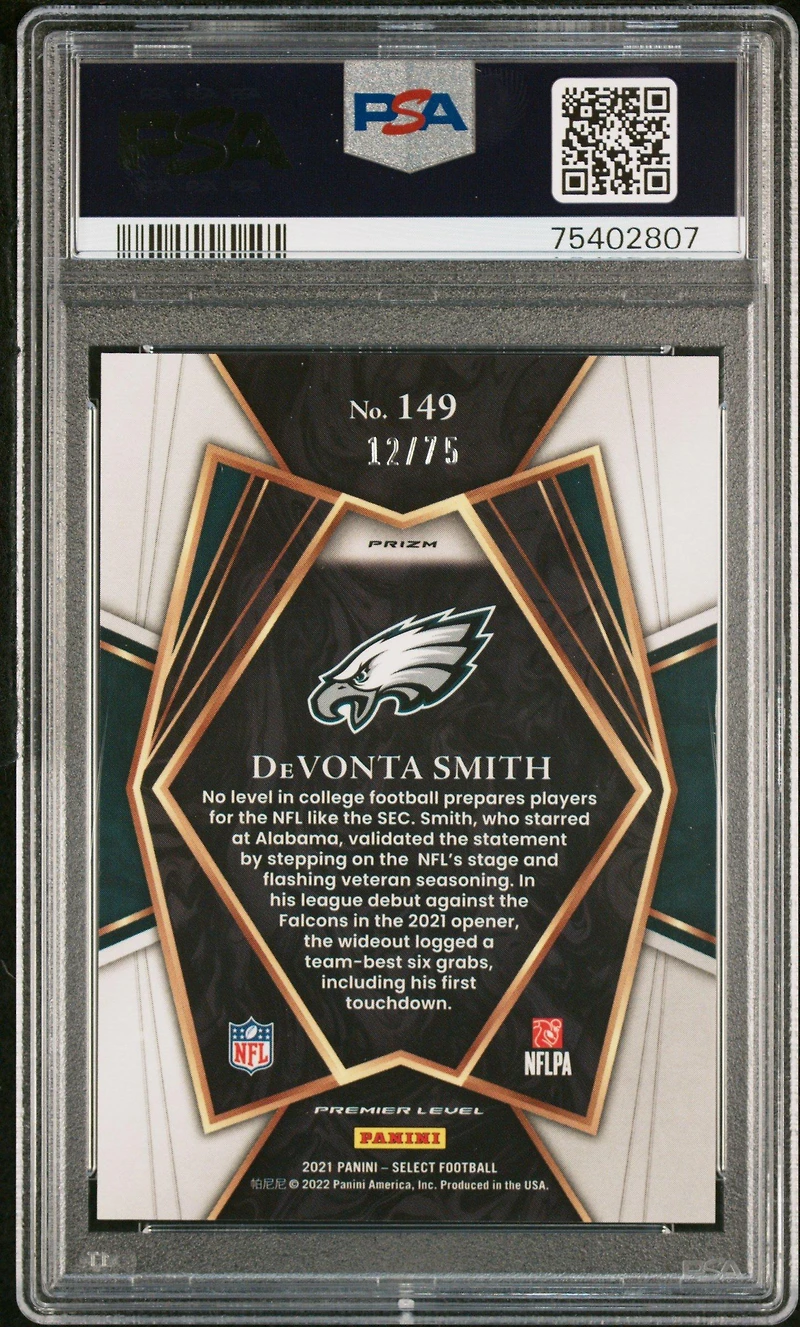 2021 Panini Select 149 Devonta Smith Purple Prizm PSA 10