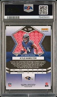 2022 Panini Mosaic 288 Kyle Hamilton White Sparkle PSA 10