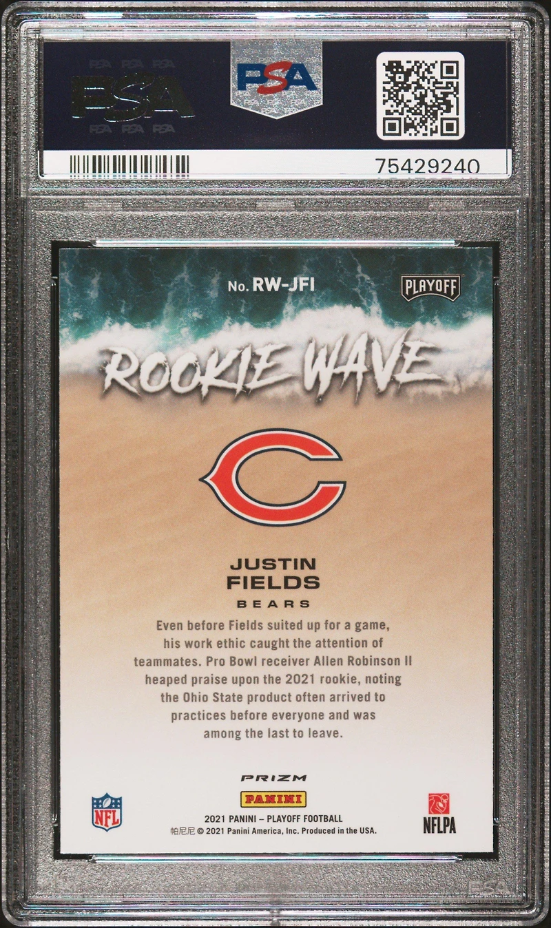 2021 Panini Playoff Rookie Wave Rwjfi Justin Fields PSA 10