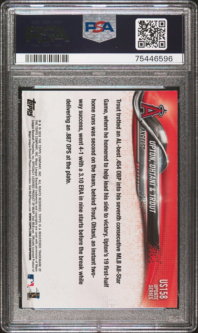 2018 Topps Update Us158 Upton/ohtani/trout PSA 10